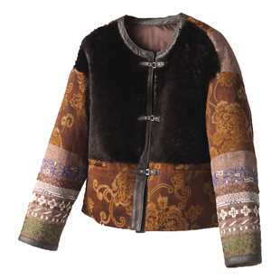 高端新中式国风轻奢皮毛一体拼接鹅绒羽绒服女2025冬新款皮草外套