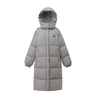 韩系羽绒服冬季女款中长款2025新款小个子灰色加厚面包服外套过膝