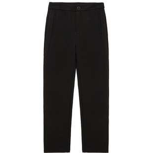 布景休闲裤女厚款薄绒冬季新品简约通勤黑色弹力裤子长裤5607