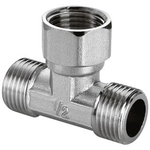 全铜加厚4分带活接三通热水器水管燃气管内外丝直接弯头接头配件