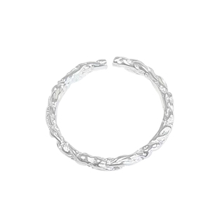 皱糖纸开口素圈戒指女小众设计银戒指女轻奢高级感食指指环尾戒女