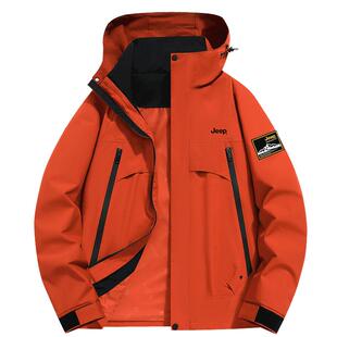Jeep吉普冲锋风衣男款2025新款秋冬季户外防风加厚登山服夹克外套