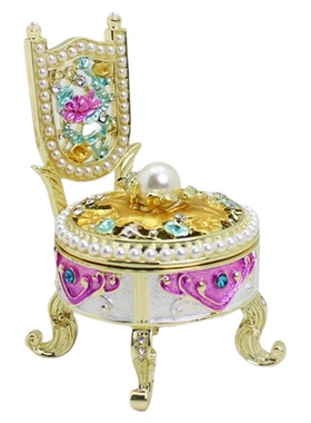 婚庆回赠礼品珍珠公主椅小饰品收纳盒创意家居摆件合金珠宝盒