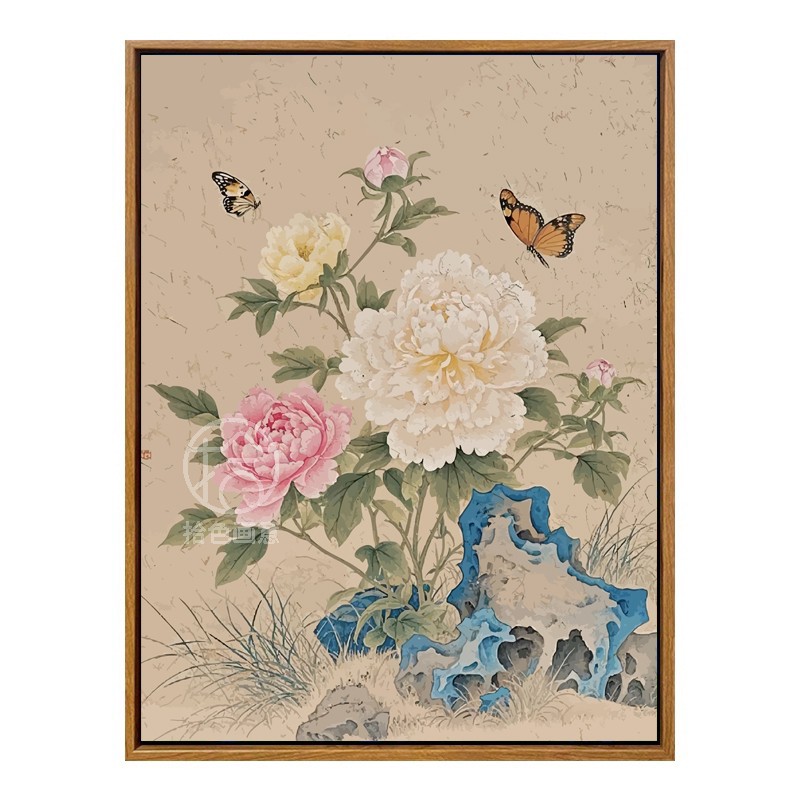 中国风牡丹花数字油画diy填充