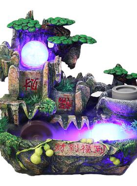 室内招财小摆件创意礼品假山流水