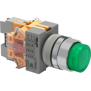 德力西带灯按钮24V照明LAY711D3M2L绿色红黄LED灯开关复位1开1闭