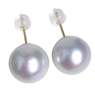 天然淡水爱迪生大白珍珠素耳钉 S925纯银澳白平替款耳饰正圆强光