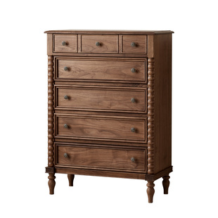 水墨兰亭北美黑胡桃木五斗柜实木法式复古风卧室抽屉柜靠墙收纳柜