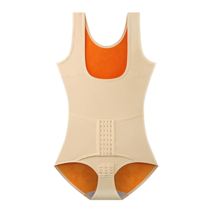 加绒加厚保暖美体内衣加强排扣可调节连体塑身衣收腹束身收腰秋冬