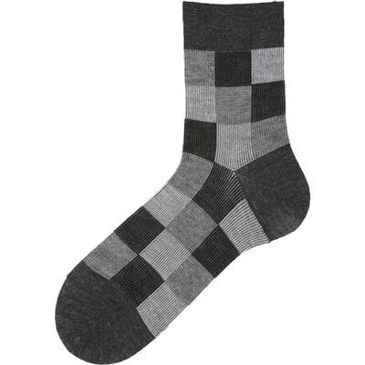 Tabio复古格纹袜子男含羊毛百搭