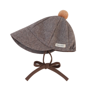 婴儿帽子可爱球球毛呢保暖大檐防晒儿童男女宝宝遮阳帽棒球帽秋冬