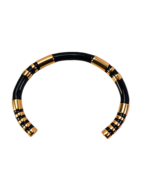 XMRE欧美风条纹设计黑色滴釉手镯