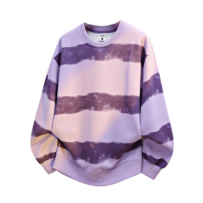 拉夏贝尔加绒条纹卫衣大码冬季男女宽松加厚T恤美式休闲2025新款