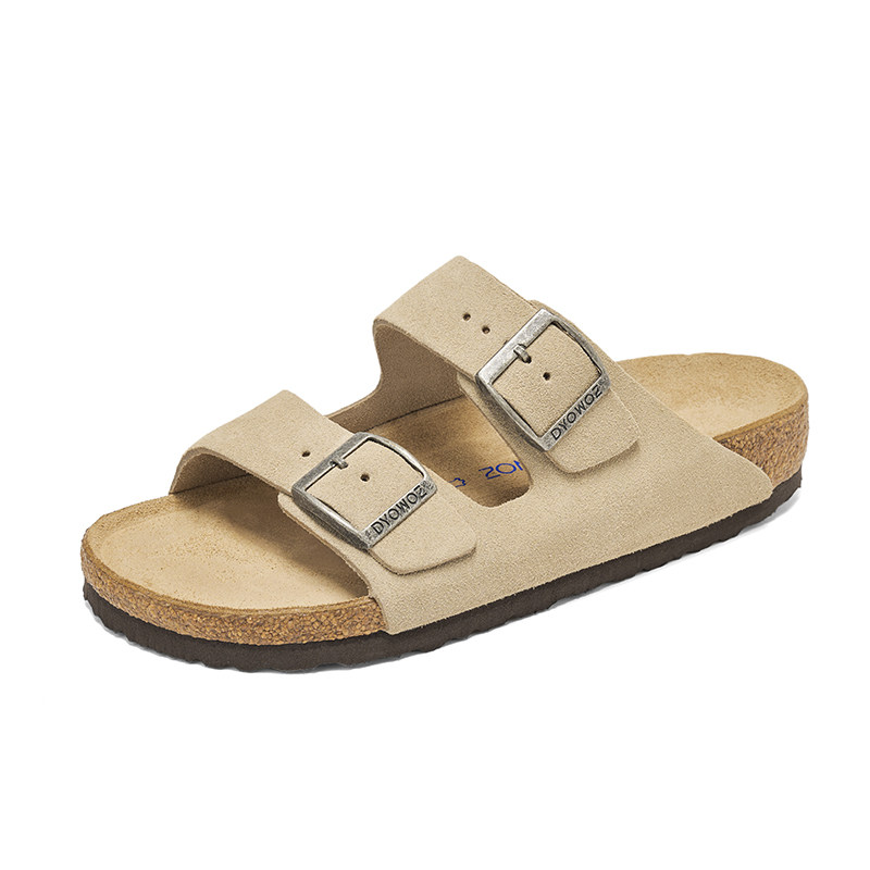 DYOWOZ/东园物作软木沙滩拖鞋男女情侣款勃肯真皮复古凉拖夏日系