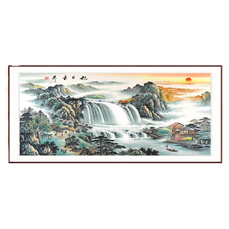 5d客厅古典山水钻石画2026新款满钻旭日东升粘贴点钻十字绣大尺寸