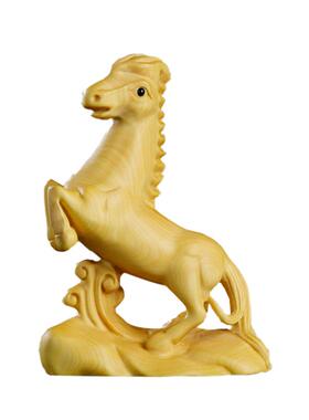 黄杨木雕马到成功家居摆件木质手把件十二生肖马手把件汽车摆饰