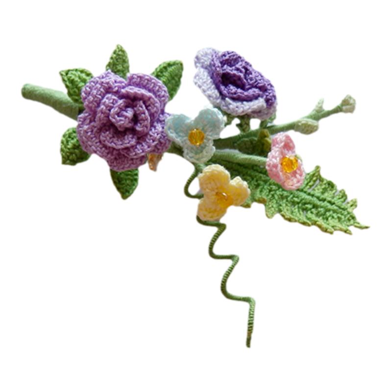 铭约饰界手工微钩紫色花束胸针