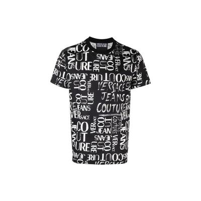 VERSACE JEANS COUTURE SS23 字母Logo满印圆领套头短袖T恤 男款