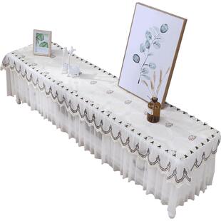 电视柜盖布布艺蕾丝防尘罩长方形客厅长条桌桌布简约鞋柜防尘套帘