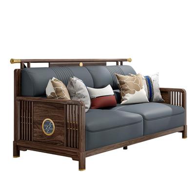 实木沙发乌金木新中式