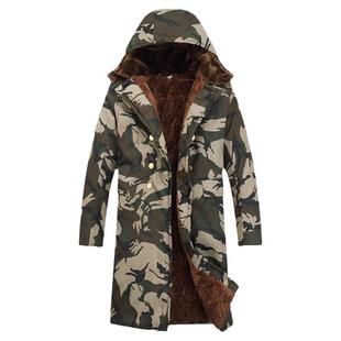 迷彩棉大衣男士冬季加厚中年棉衣外套加绒棉服冷库防寒棉袄工作服