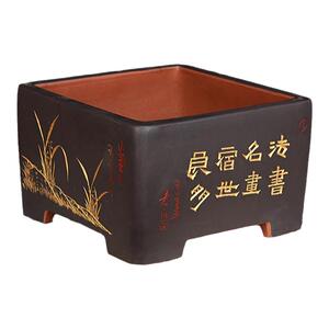宜兴紫砂花盆003牛犊绿植盆手工