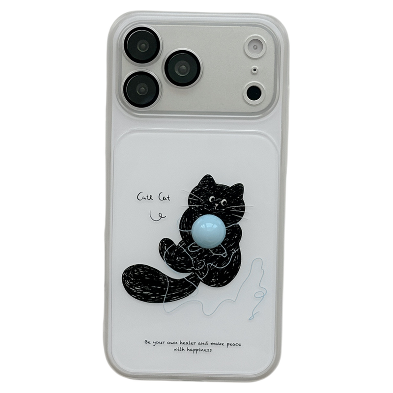 MoreRex立体可爱小圆球猫咪适用苹果17手机壳二合一iphone16promax新款17pro全包14防摔保护套13女15带镜头膜