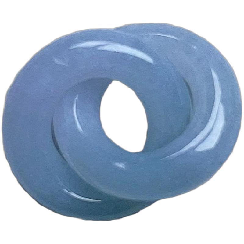天然翡翠环环相扣乳白淡绿幸运圈