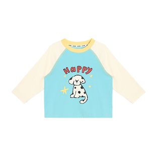 小O爸男婴童 宝宝长袖t恤春秋a类2025新款撞色图案婴儿可爱打底衫