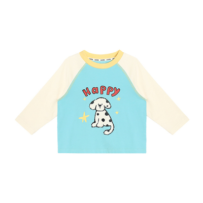 小O爸男婴童 宝宝长袖t恤春秋a类2025新款撞色图案婴儿可爱打底衫