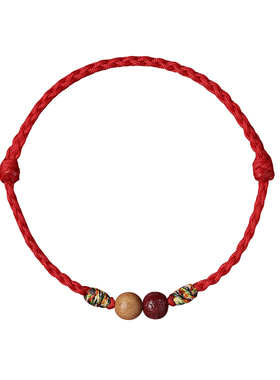 【普陀山祈愿】朱砂桃木红绳手链