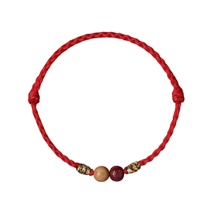 普陀山2026马年本命年红手绳朱砂桃木编织绳属马太岁红绳手链礼物