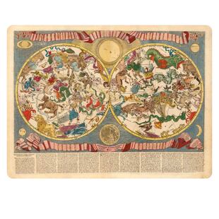 古典星图星座古地图高清定制尺寸环保橡胶写字垫桌垫餐垫大鼠标垫