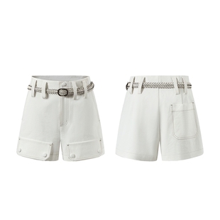 LE.SHERO【胶囊系列】小众设计感辑线高腰短裤女夏季百搭休闲热裤