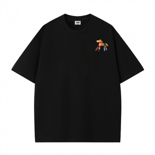 STA旗舰店美式潮牌小众设计感短袖男女复古高街重磅纯棉黑色t恤