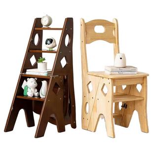 实木梯椅折叠梯子椅子家用两用登高人字梯楼梯室内爬梯多功能梯凳