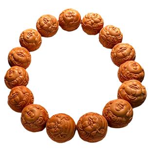 正圆财弥大猴头手串男士盘玩高端文玩核桃雕刻财神弥勒佛橄榄核雕