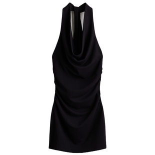 HM冬季女装垂褶挂脖连衣裙1319068