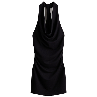 HM冬季女装垂褶挂脖连衣裙1319068