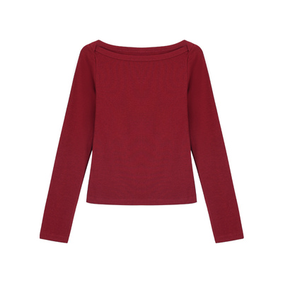 假日欧尼船领长袖针织衫T恤上衣