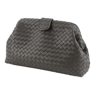 简约时尚欧美手拿大容量女名媛包真皮编织晚宴会晚装女士化妆手包