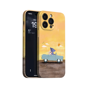兜风小狗~可爱治愈ins适用苹果17promax手机壳iphone16华为nova14小米15萌趣opporeno13黄昏vivox200一加ace5