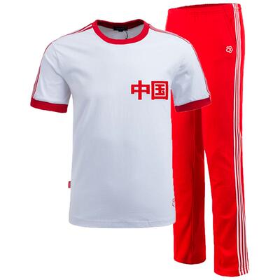 三枝梅花牌运动套装短袖T恤夏装