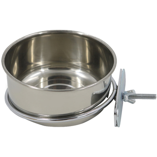 不锈钢鸟食杯 鹦鹉鸟食盒 带架子 大型鹦鹉饲料盒鸟笼配件喂食器