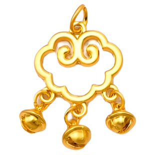 新款古法金色祥云铃铛长命百岁锁手链吊坠diy锌合金饰品配件