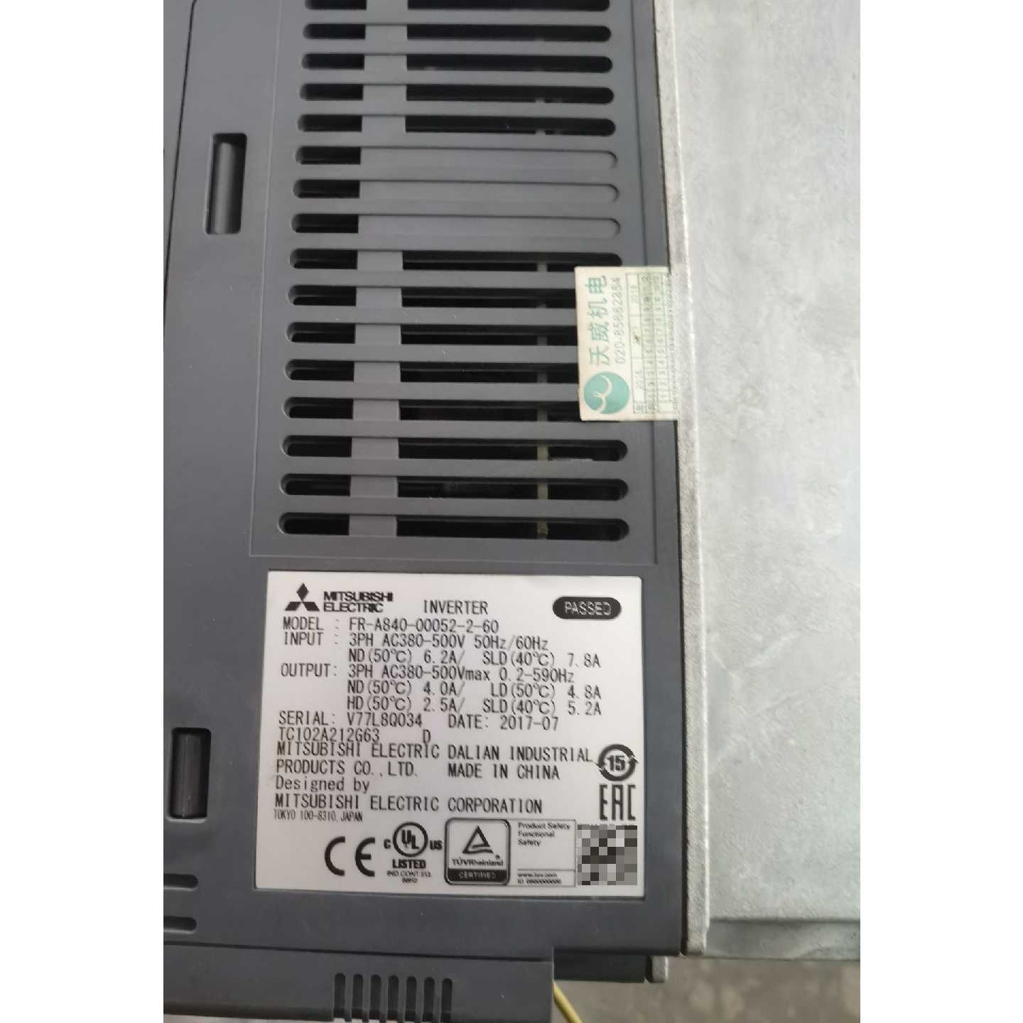 【议价-可维修】菱A800变频器 FR-A840-00052-2-60 全新/均有货
