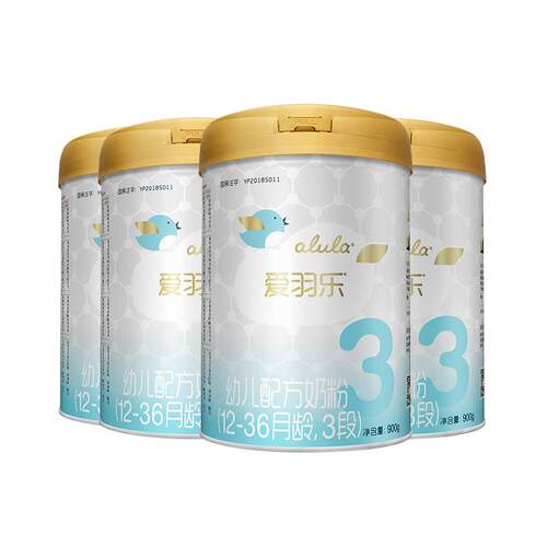 【胡杏儿推荐】爱羽乐婴幼儿配方牛奶粉12-36个月3段900g*6罐进口