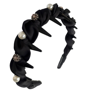 闪钻珍珠齿梳发箍女2025新款高级感冬高颅顶头箍日常外戴发卡头饰