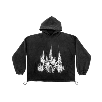 BTW水洗做旧潮牌纯棉连帽卫衣