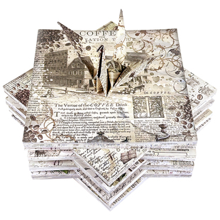 大角色折纸英伦风双面双色印花彩纸古典英文旧报纸硬手工纸加厚千纸鹤专用diy素材纸15cm正方形文艺复古叠纸